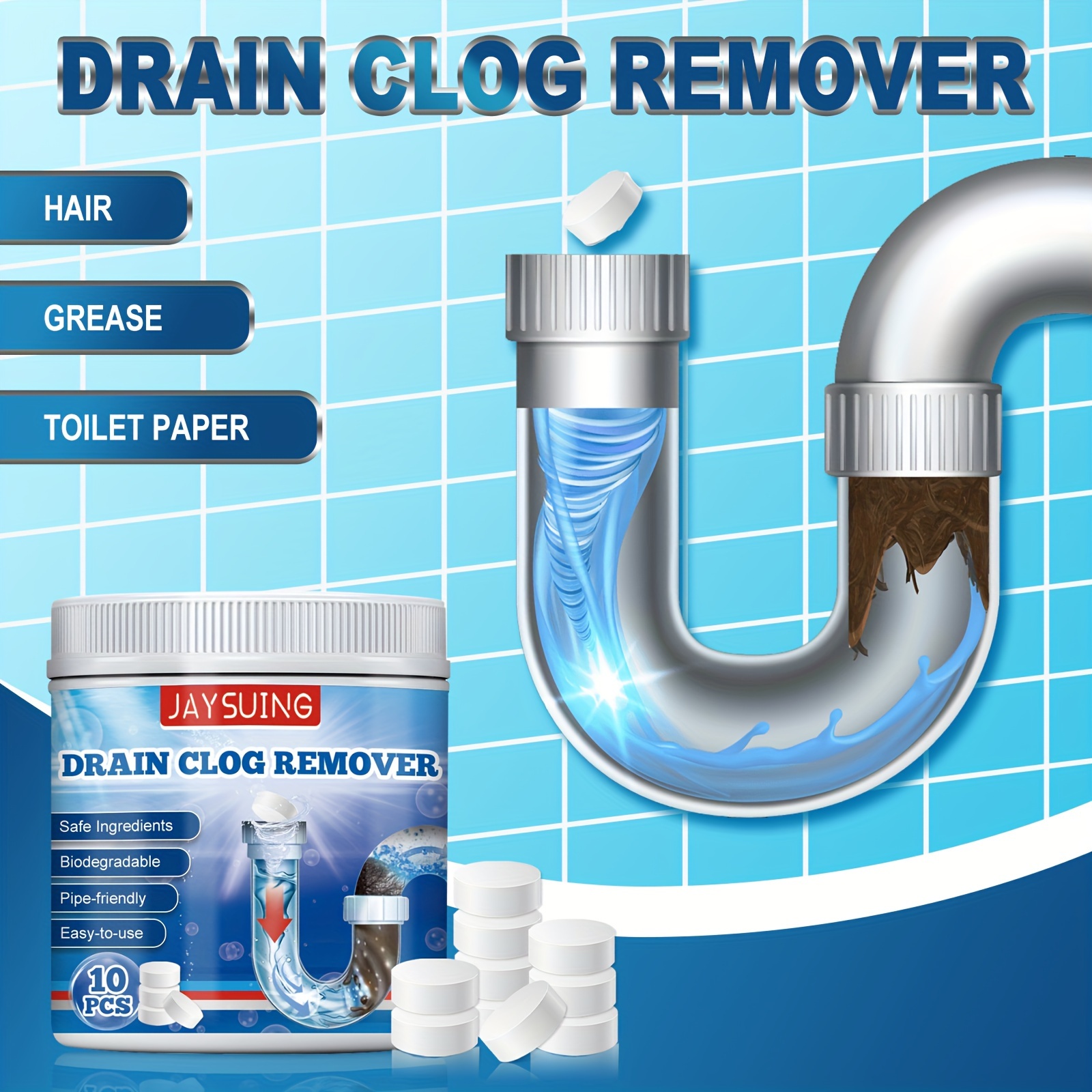 SUPER CLOG REMOVER DRAIN PIPE BASIN CLEANER CLOGGED DRAINAGE