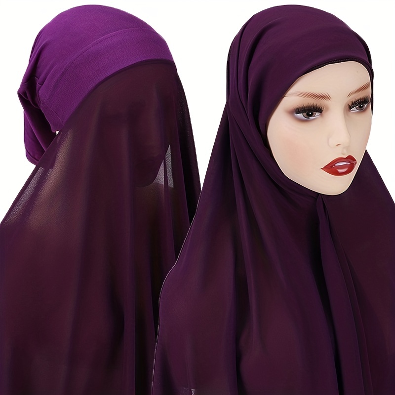 Solid Chiffon Hijab Soft Head Wrap Scarf Casual Turban Sunscreen Shawl