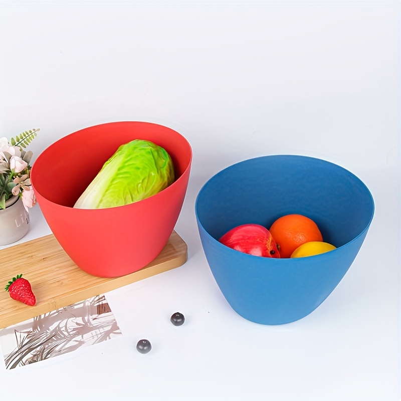 1set New Plastic Bowl With Handle 4pcs Salad Bowl Set. Large Size Baking & Mixing  Bowl, Egg Beating & Kneading Dough Bowl, Vegetable Washing Bowl