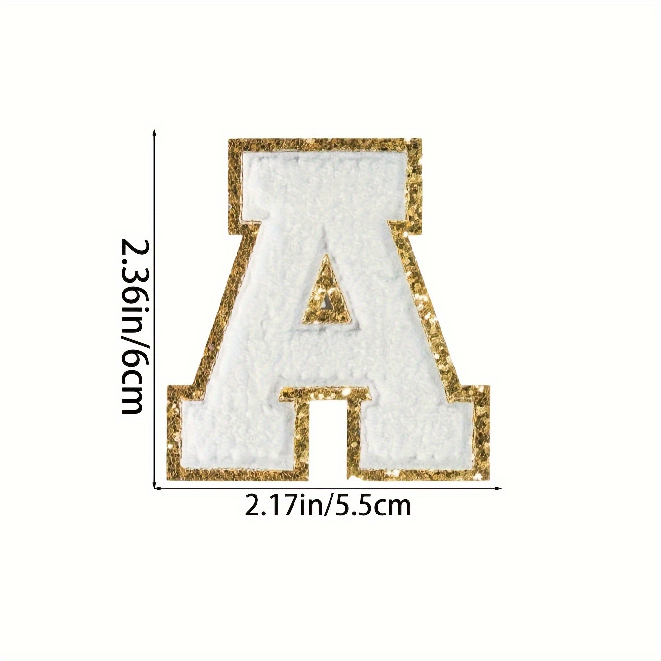 5.5cm, Self-Adhesive Iron On Letters: Chenille Patches, Varsity Letters,  Gold Glitter, ROSE PINK Letter Patches Stickers for Clothing, Jackets
