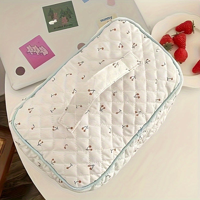 Flower Quilted Cosmetic Bag Set Aesthetic Makeup Organizer - Temu