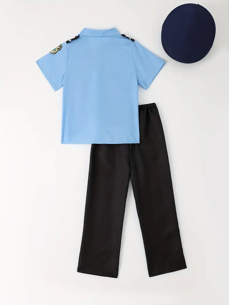 Kids Police Uniforms Cosplay Costumes Short Sleeve Shirt + - Temu