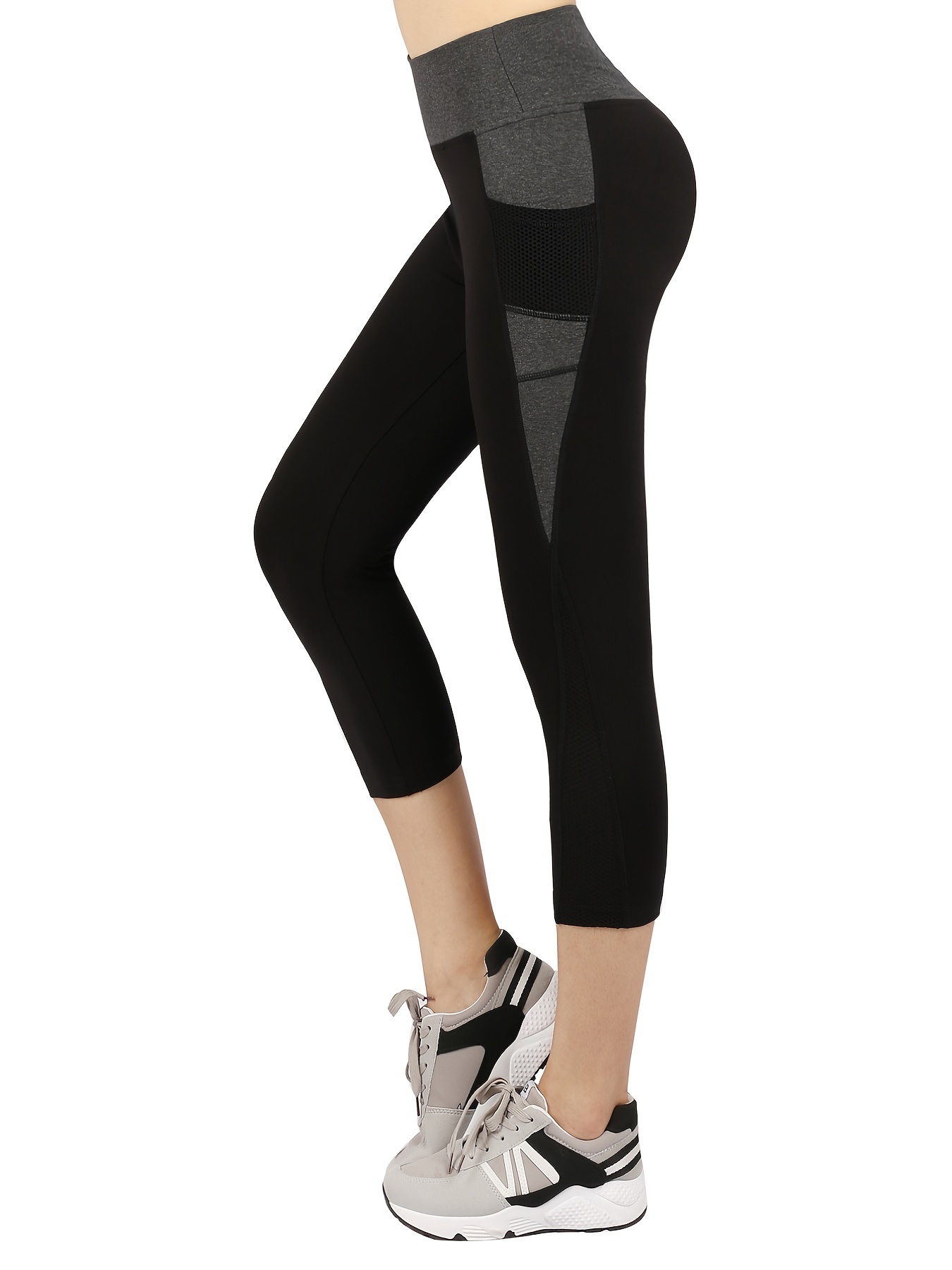 Leggings Capris con costuras de color en contraste, pantalones deportivos  con control de barriga y levantamiento de glúteos de cintura alta, ropa  deportiva para mujer - Temu
