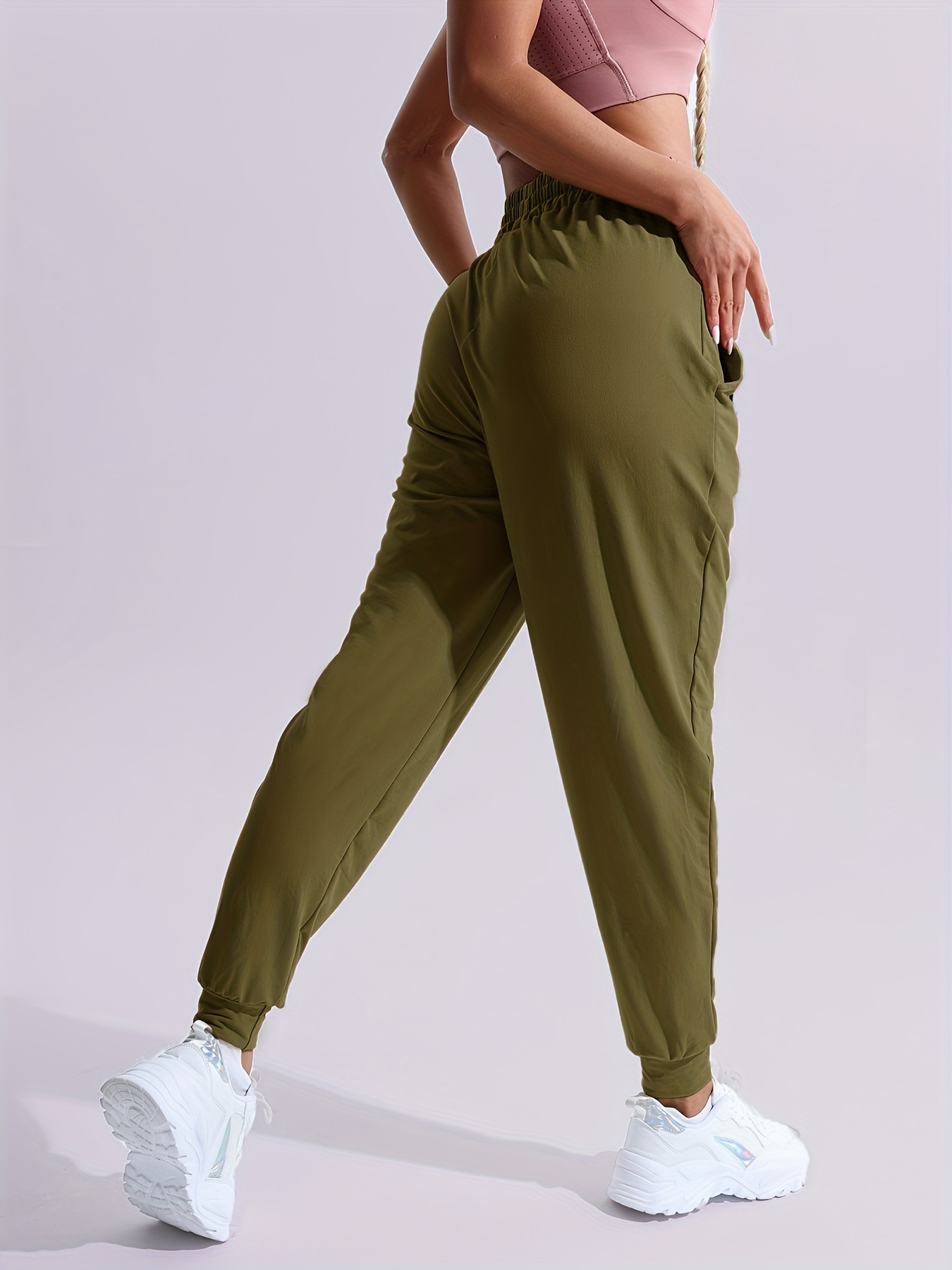 Womens Joggers | Olive Green Dress Jogger Pants | High-Rise Activewear Pants