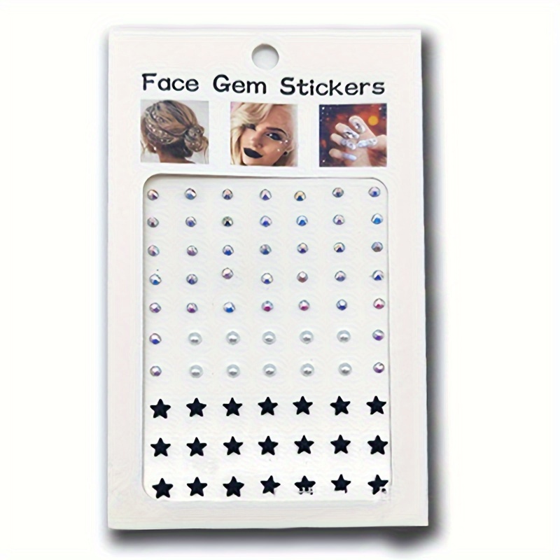 Facial Jewelry Stickers, Sparkling Rhinestones, Light Dramatic