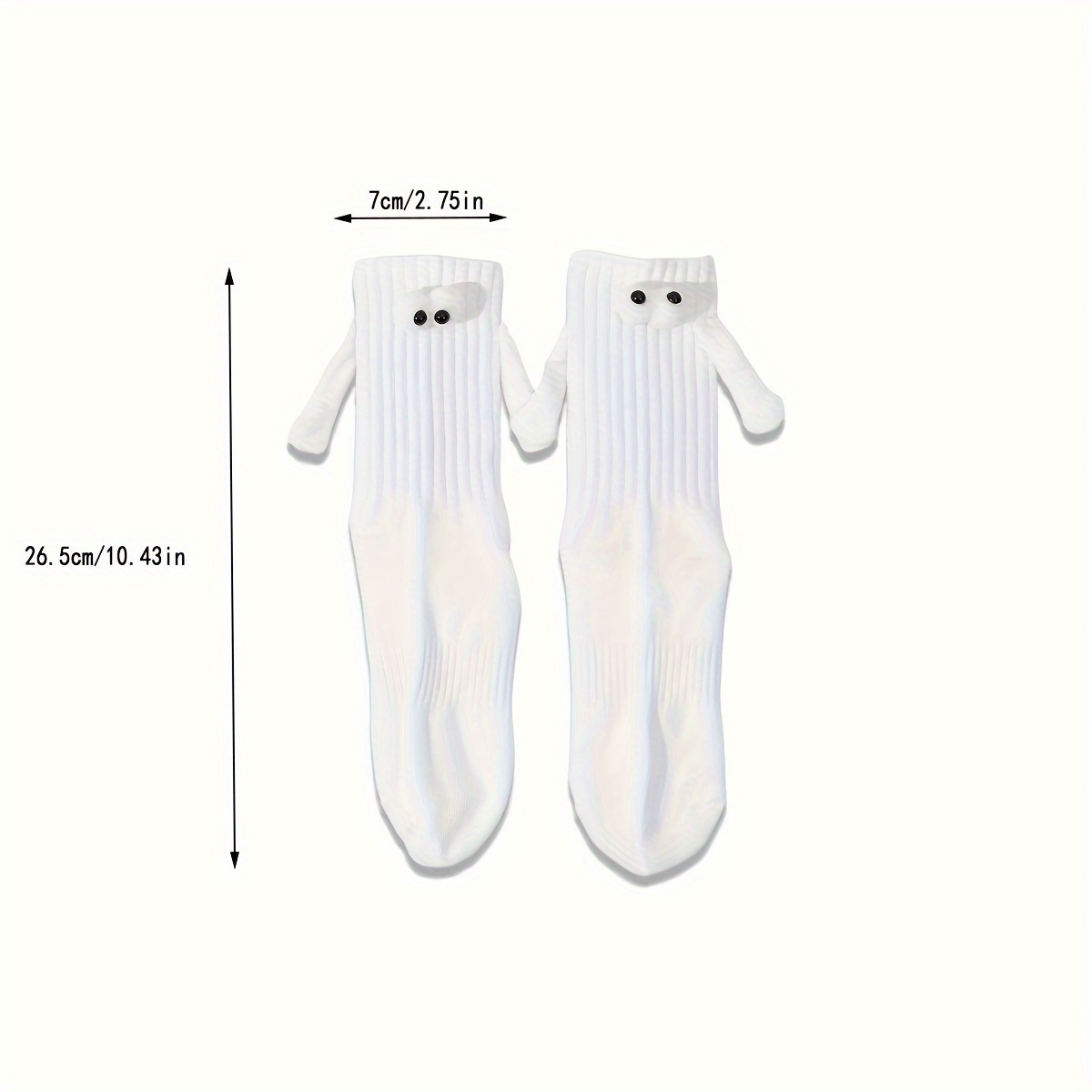 2 pares de calcetines tomados de la mano, calcetines magnéticos para  parejas, calcetines de tubo mediano, divertidos calcetines 3D novedosos