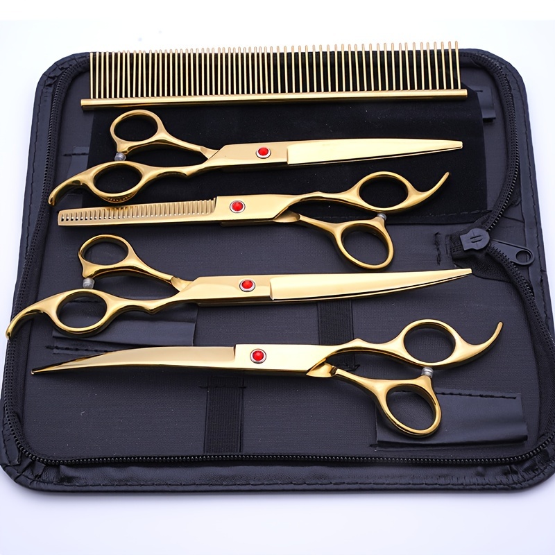 4pcs set pet scissors dog professional hair grooming kit thinning teeth scissor hair bending scissor hair cutting tool