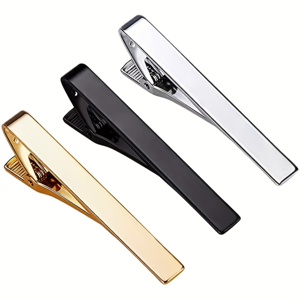 Sanfenly Tie Clips for Men Tie Bar Black Blue Gold Silver Tie Pin Tie Tack  with Chain Set for Regular Ties Valentine's Day, Father's Day, Christmas
