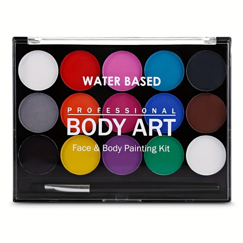 Face Body Paint Set, FantasyDay Professional Non-Toxic Face Painting Kit  with 12 Water Based Paints, 10 Brushes - Halloween Makeup Palette Ideal for