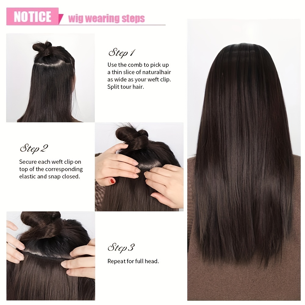 Long Straight V shaped Wig Synthetic Hair Extensions Heat Temu