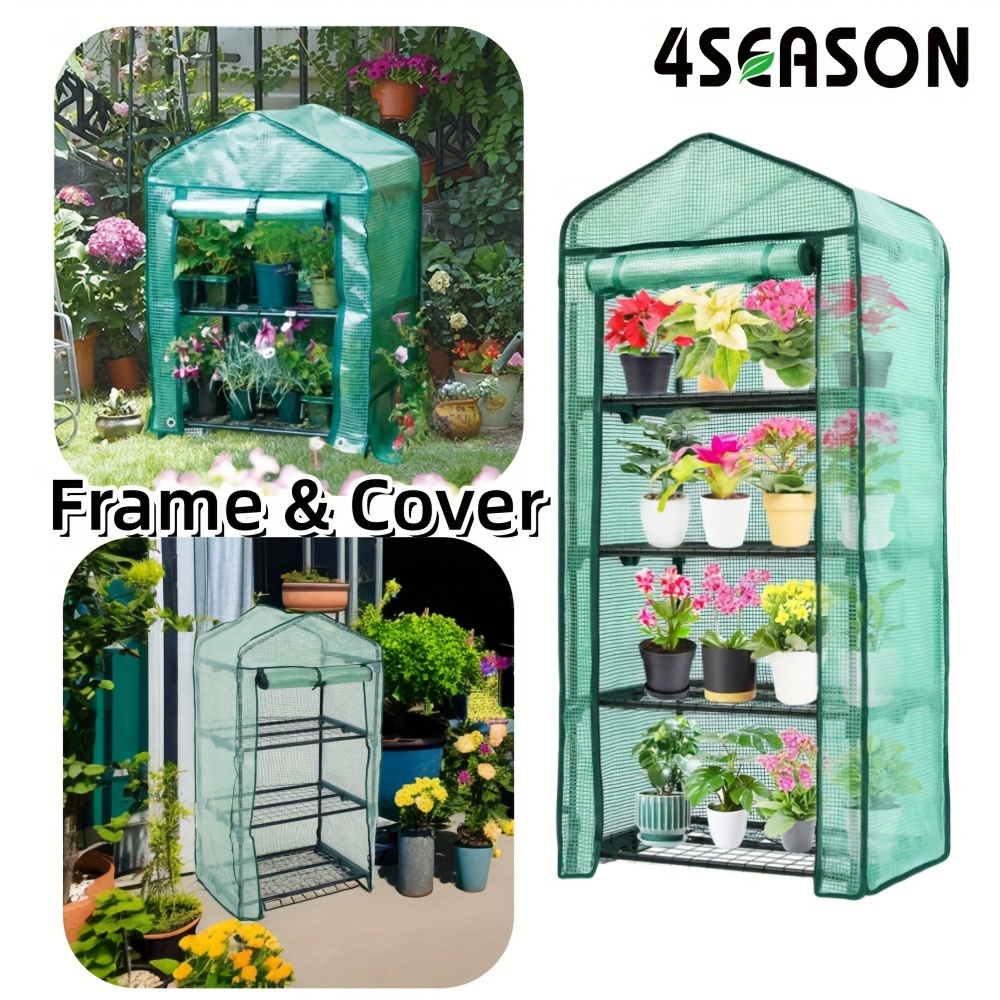 Invernadero de madera con marco frío de invernadero, jardín portátil, mini  invernadero elevado, macetero de flores, estante de protección para