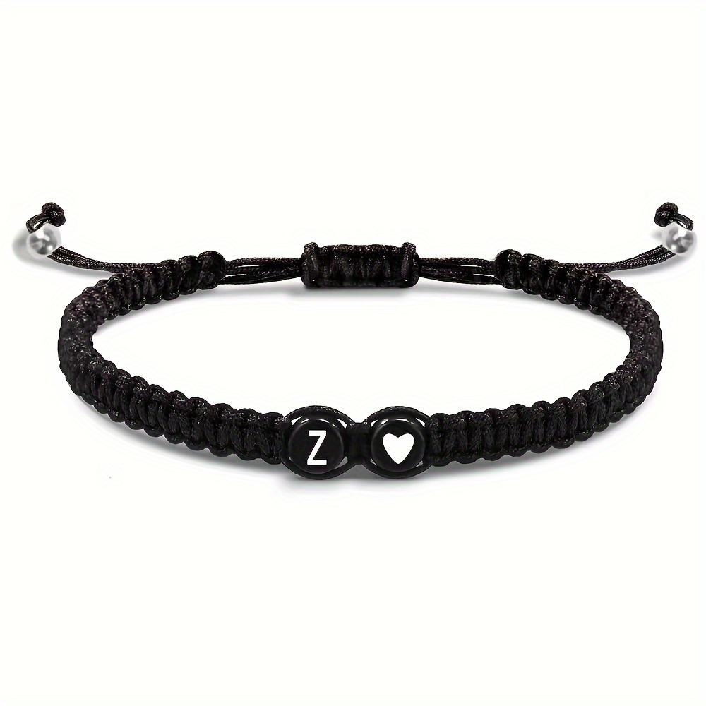 DIY A Z 26 Letter Bracelets Black White Stone Bead Couple Bracelet  Friendship Lucky Bead Bracelet Kids Family Gift From Oneng02, $0.56