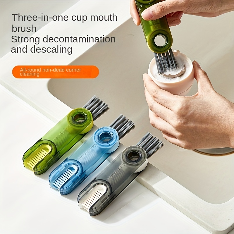GDSAFS 3 in 1 Multifunctional Cleaning Brush, 3 in 1 Tiny Bottle Cup Lid  Detail Brush Straw Cleaner Tools Multi-Functional Crevice Cle