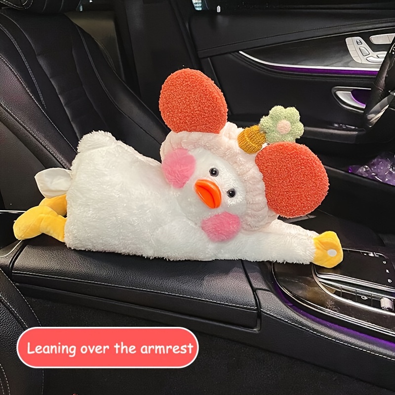 2 in 1 Cute Cartoon Car Tissue Box Creative Lovely Rabbit Short Plush  Tissue Box Holder for Car Armrest Box Car Seat Tissue Box