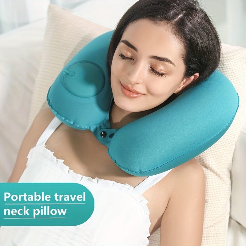 Almohada de viaje, almohada cervical para dormir durante el viaje, hecha al  100 % de espuma viscoelástica pura, almohada suave, cómoda y de apoyo para