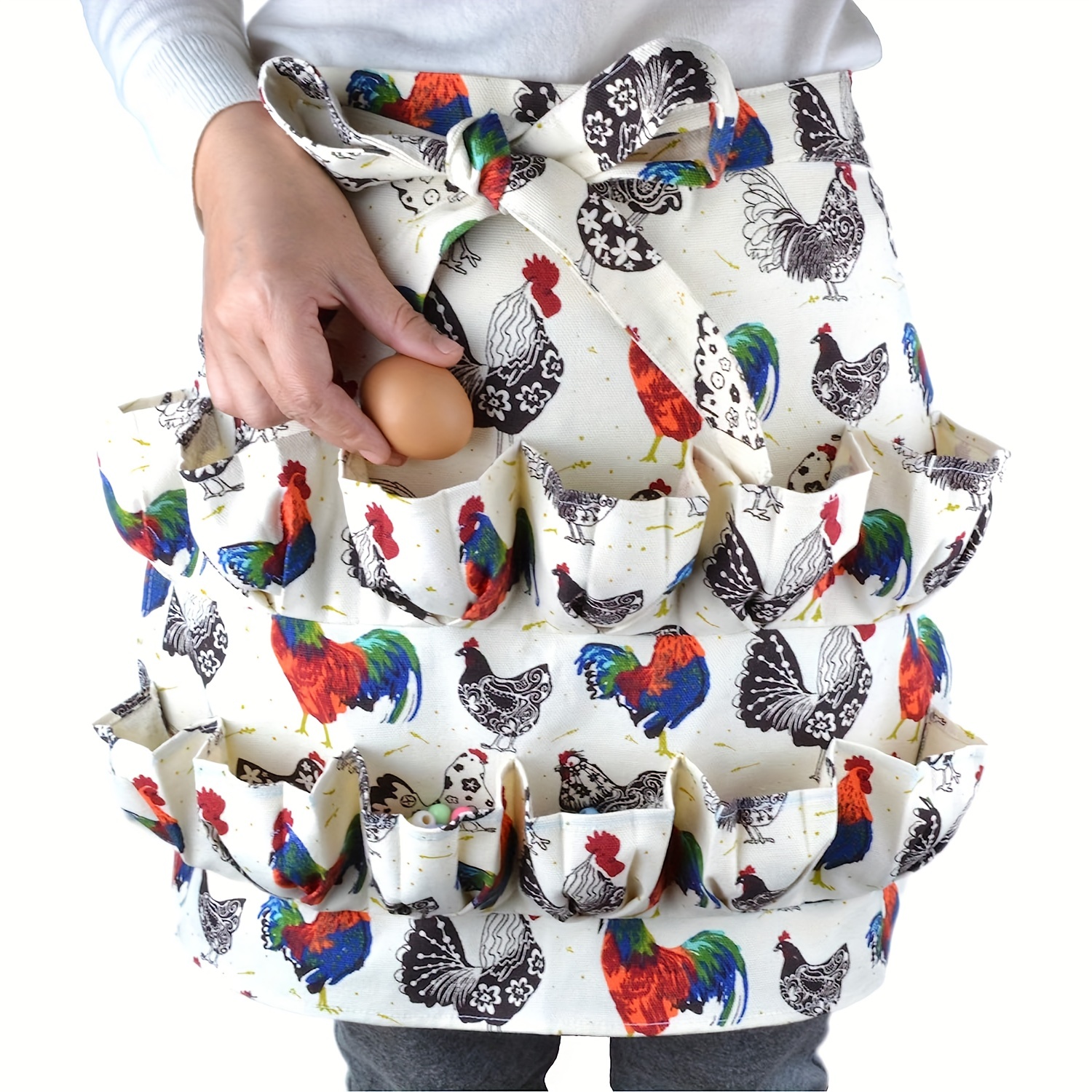 Chicken Egg Collecting Apron, 12 Deep Pockets Hen Duck Goose Eggs Holder  Aprons : : Home