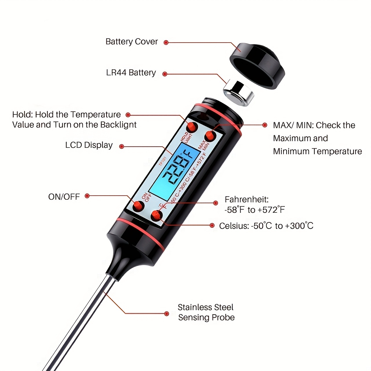  Probe Meat Thermometer Food Temperature Meter