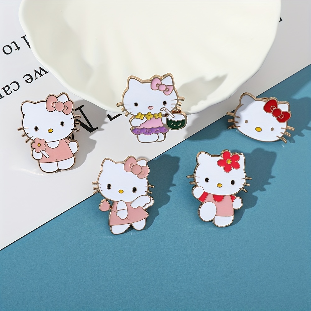 Iigen 5pcs Brooch Set, Cute Hello Kitty Enamel Pin for Purse Backpack Clothes, Jewelry, Jewels Metal Badge Accessories Gift for Men,Temu