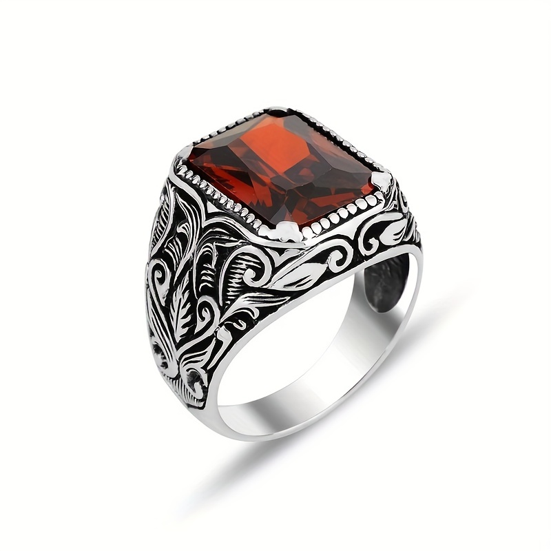 Men's Retro Style Artificial Ruby Diamond Ring