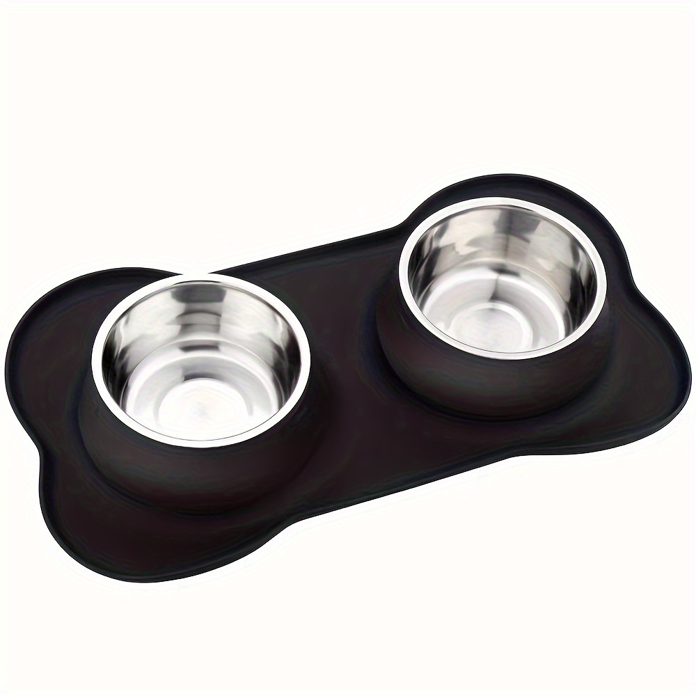 Dog Food Bowls Stainless Steel Pet Bowls & Dog Water Bowls with No-Spill and Non-Skid, Feeder Bowls with Dog Bowl Mat for Small Medium Large Size Dogs