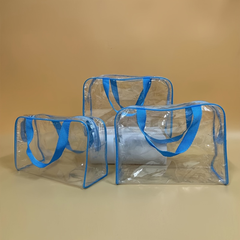 Pvc Makeup Bag Clear Waterproof Portable Storage Bag Handle - Temu Canada