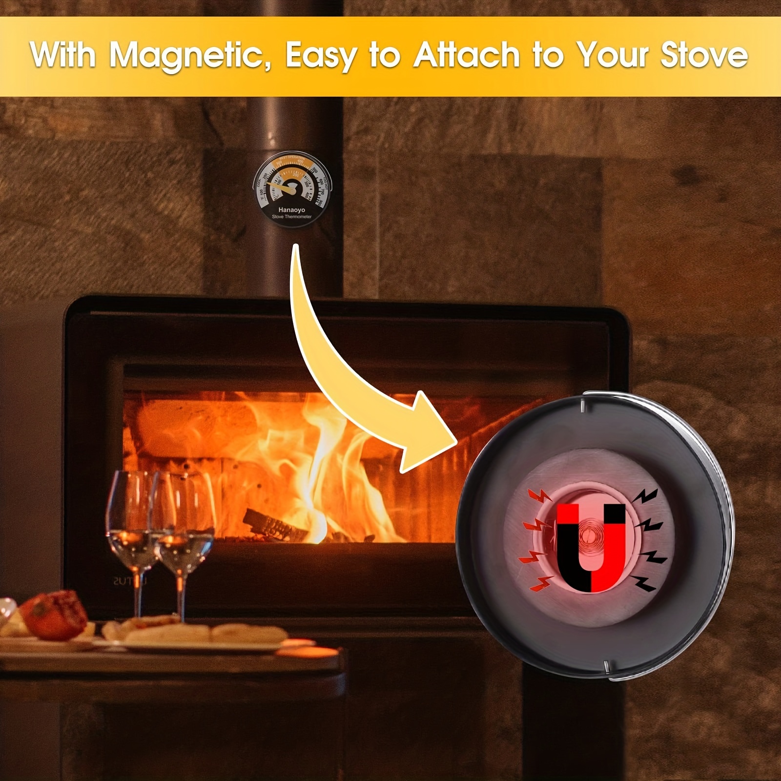 Magnetic Wood Stove Thermometer Wood Stove Temperature Stove - Temu