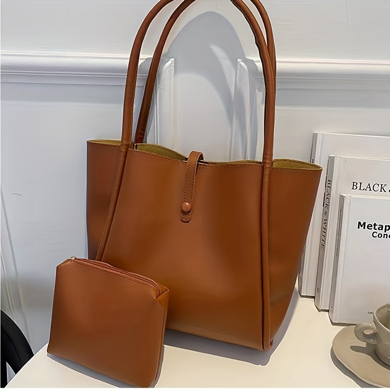 Minimalist Large Capacity Tote Bag Solid Color Simple Shoulder Bag Womens  Fashion Handbag Hobo Purse, Shop The Latest Trends