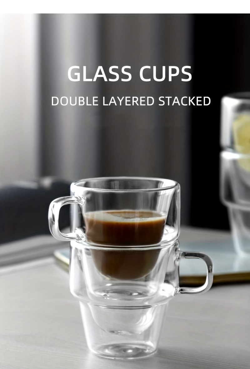 Frabosk 911214 Glass Espresso Cup & Stainless Saucer - 3 fl oz, flat  handle, set of 2