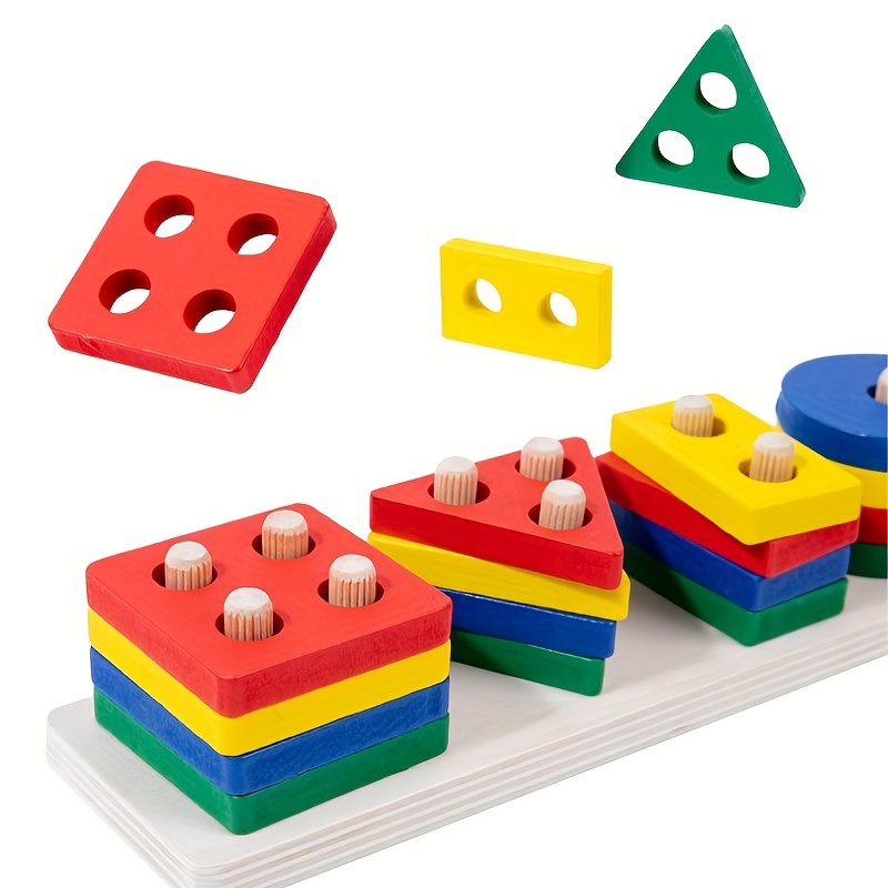 DQMOON Juguetes Montessori para niños y niñas de 2 a 4 años, actividades de  aprendizaje preescolar, 30 piezas de bloques de construcción apilables