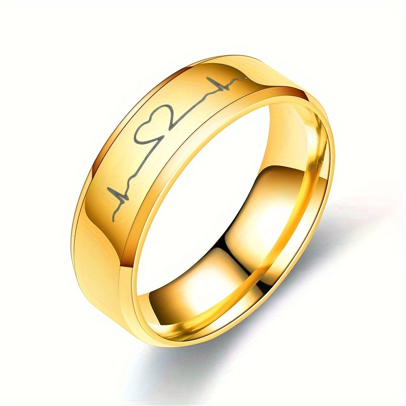 fashionable stainless steel love heart pattern ring - Temu