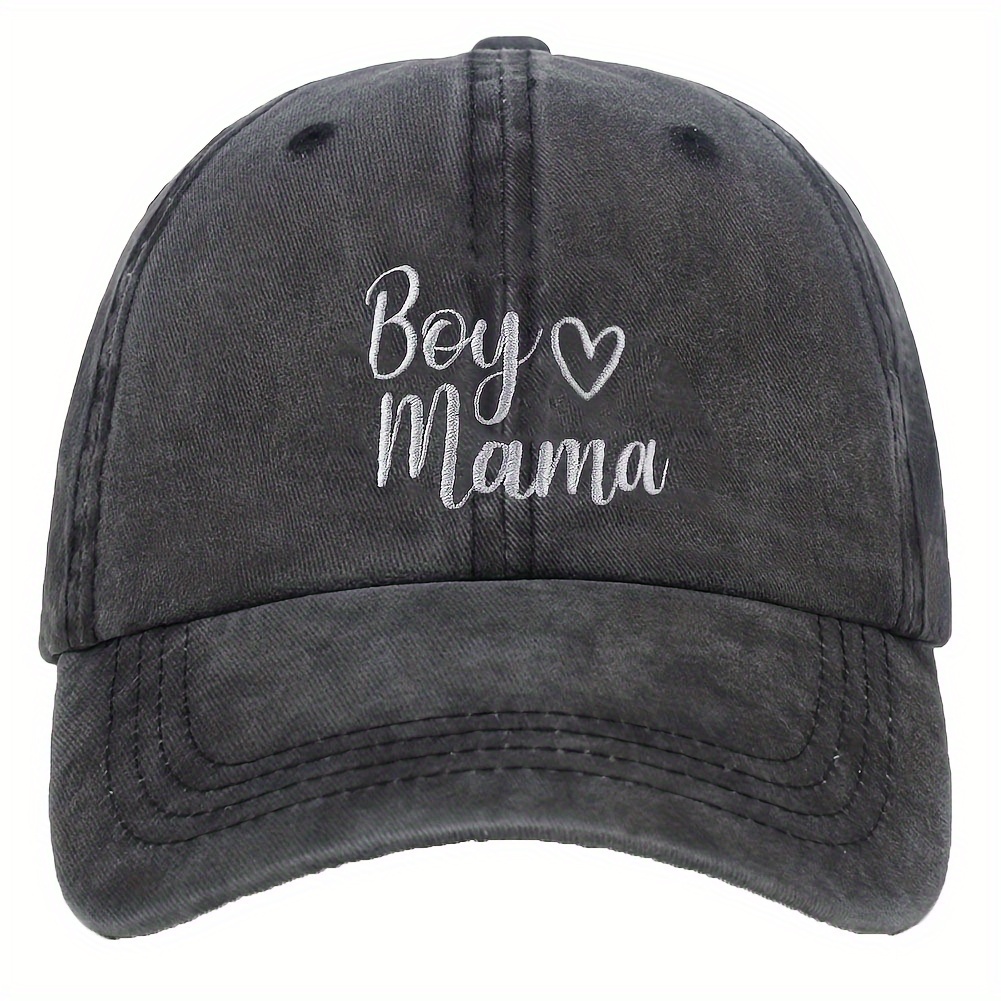 

Boy Mama Embroidery Baseball Cap Vintage Solid Color Washed Distressed Dad Hats Lightweight Adjustable Sports Hat For Women