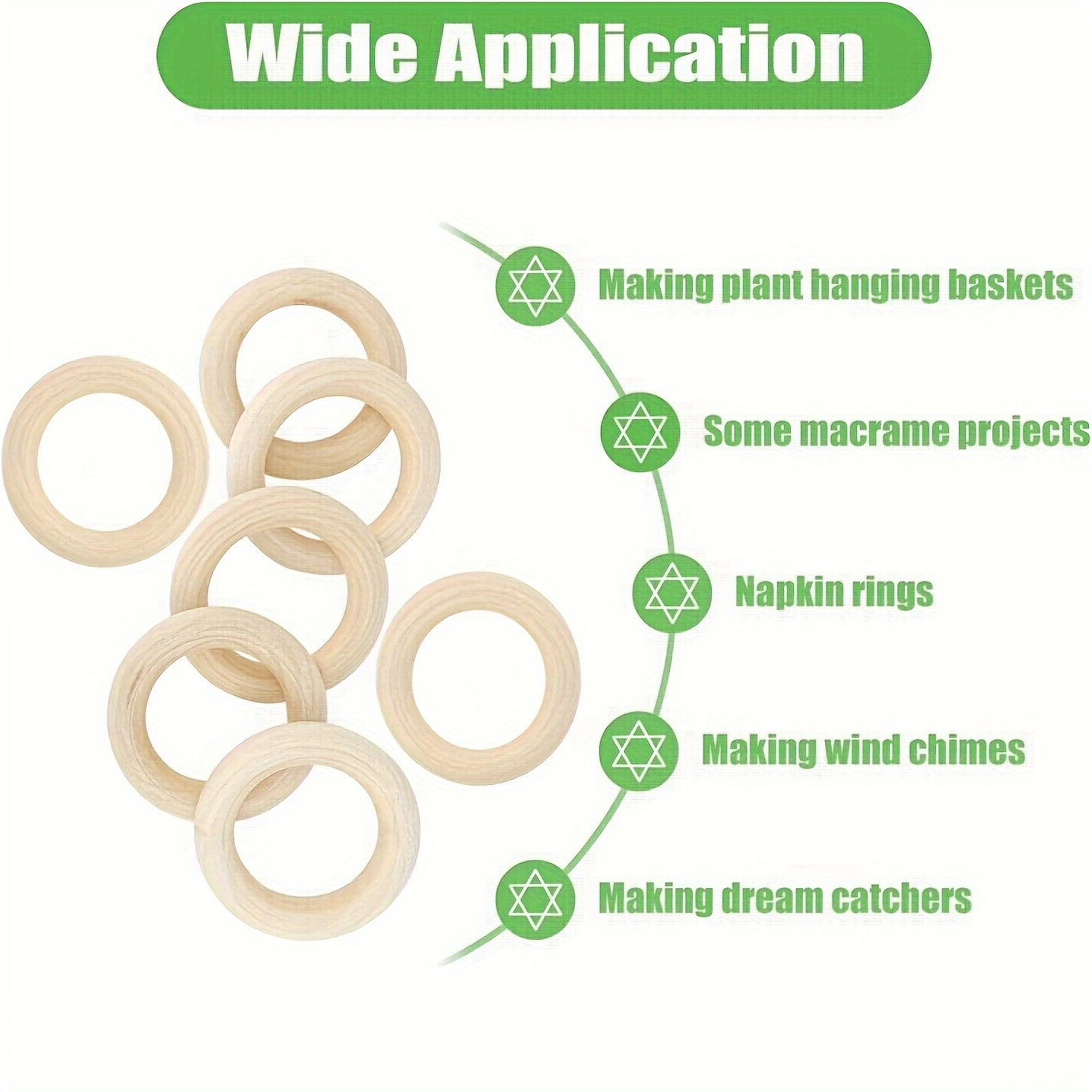 20 Pcs Unfinished Wooden Rings for Crafts - 55mm Natural Solid