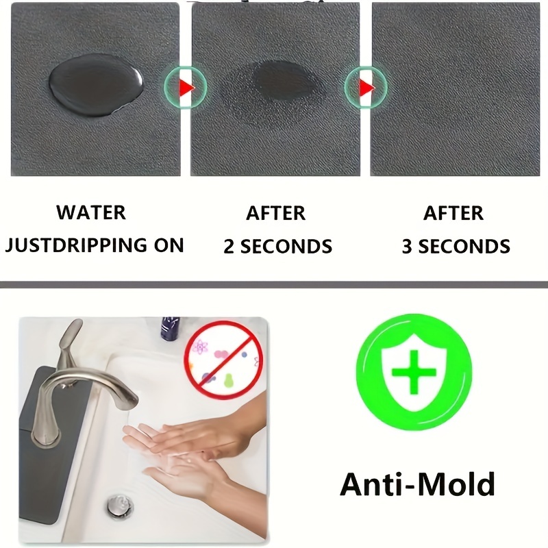 Anti-splash Guard Mat, Sink Side Super Absorbent Pad, Quick Dry & Washable Sink  Mat, Non-slip Mat, Household Organizer For Bathroom, Home, Dorm Essential -  Temu