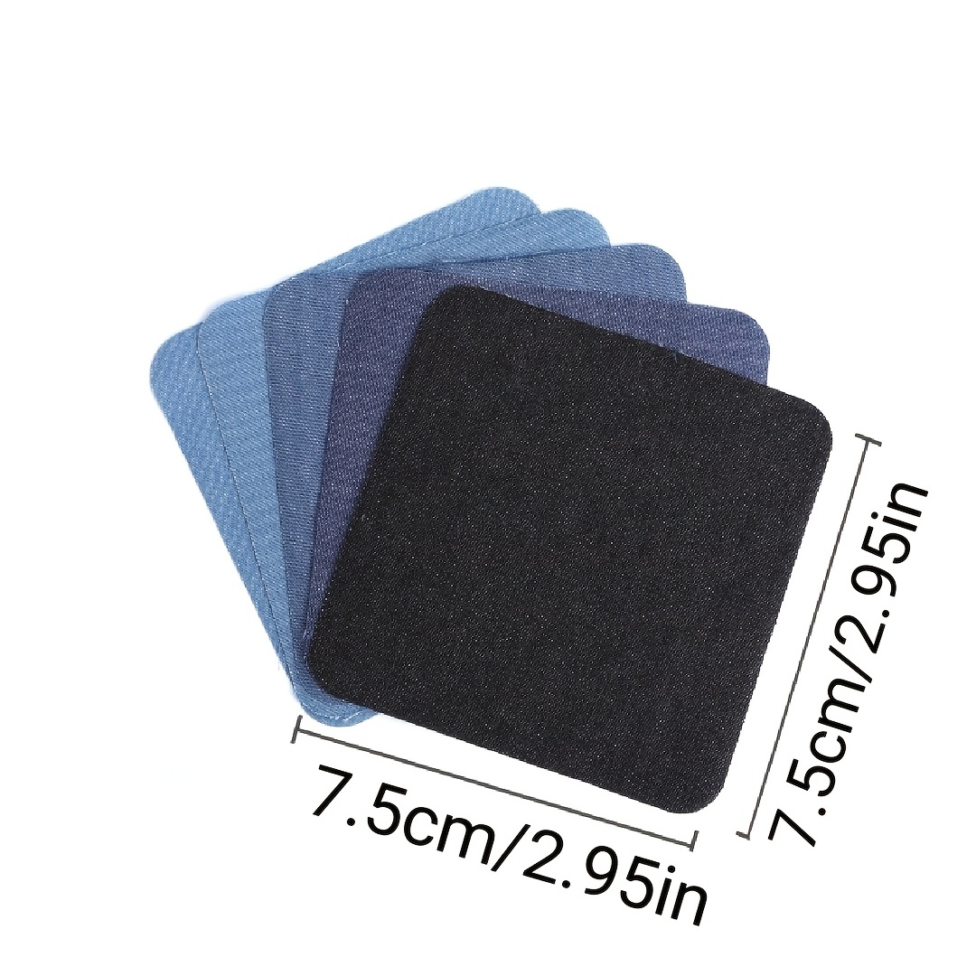 5pcs Premium Denim Patch Stickers, Cotton Denim Iron-on Repair Patches,  Blue In Various Shades Of Jeans And Clothes Repair And Decoration Kit,  Iron-on