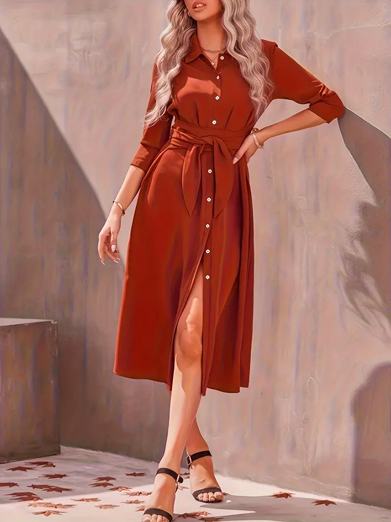 womens elegant long sleeve shirt dress solid color button - Temu Oman womens elegant long sleeve shirt dress solid color button - Temu Oman