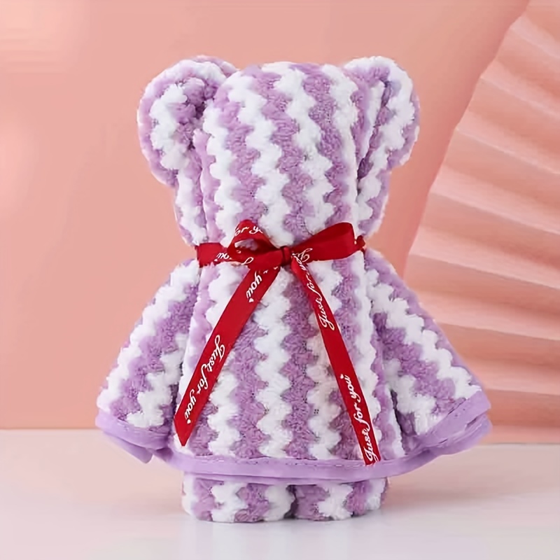 Cute Bear Shaped Light Grey Hand Towel