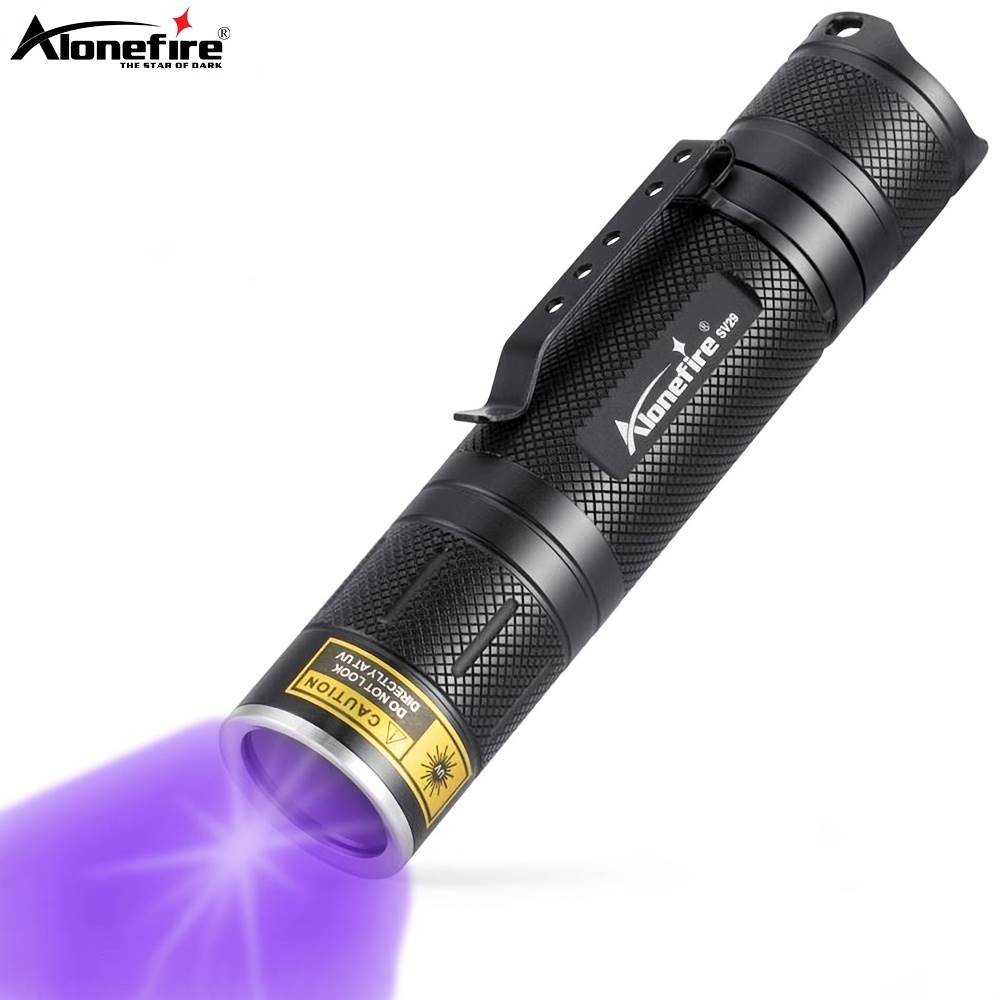 ALONEFIRE SV13 15W 365nm Linterna UV USB recargable ultravioleta luz negra  detector de orina de mascotas para curado de resina, manchas secas