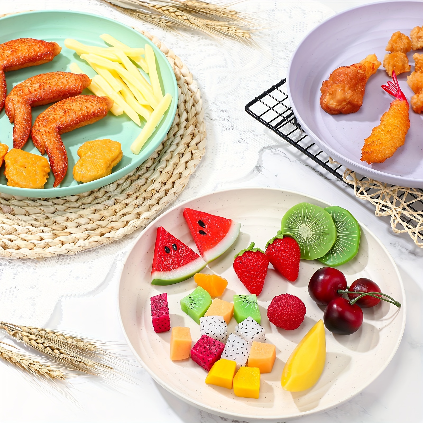 5pcs 22.86cm Plastic Dinner Plates Set, Reusable & Sturdy