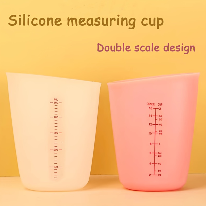 Silicone Cup - Visual Semi-permeable Transparent Silicone Measuring Cup 2  Sizes (Size : 500ml)