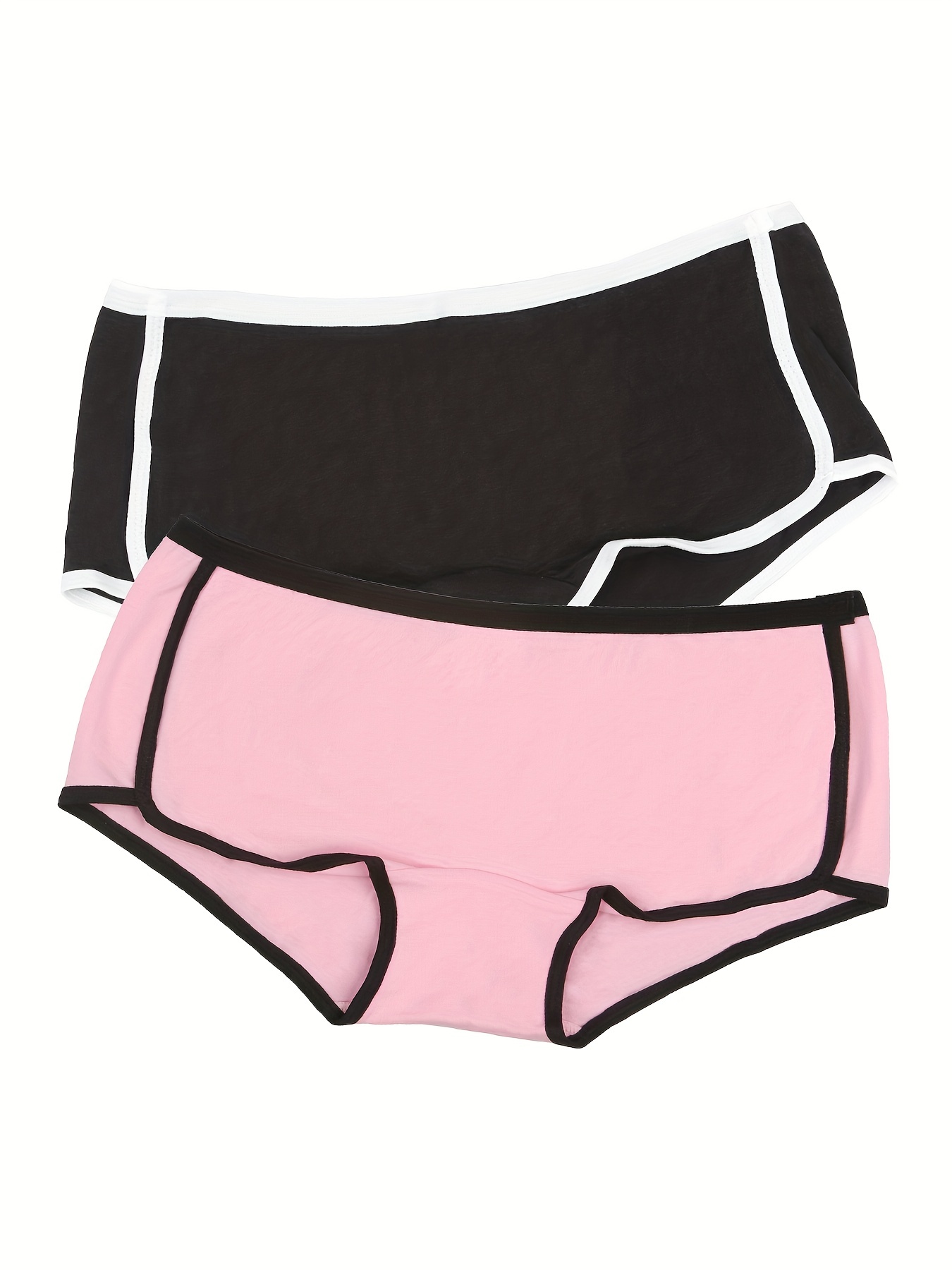 Colorblock Trim Boyshort Panties Soft Comfortable Stretch - Temu