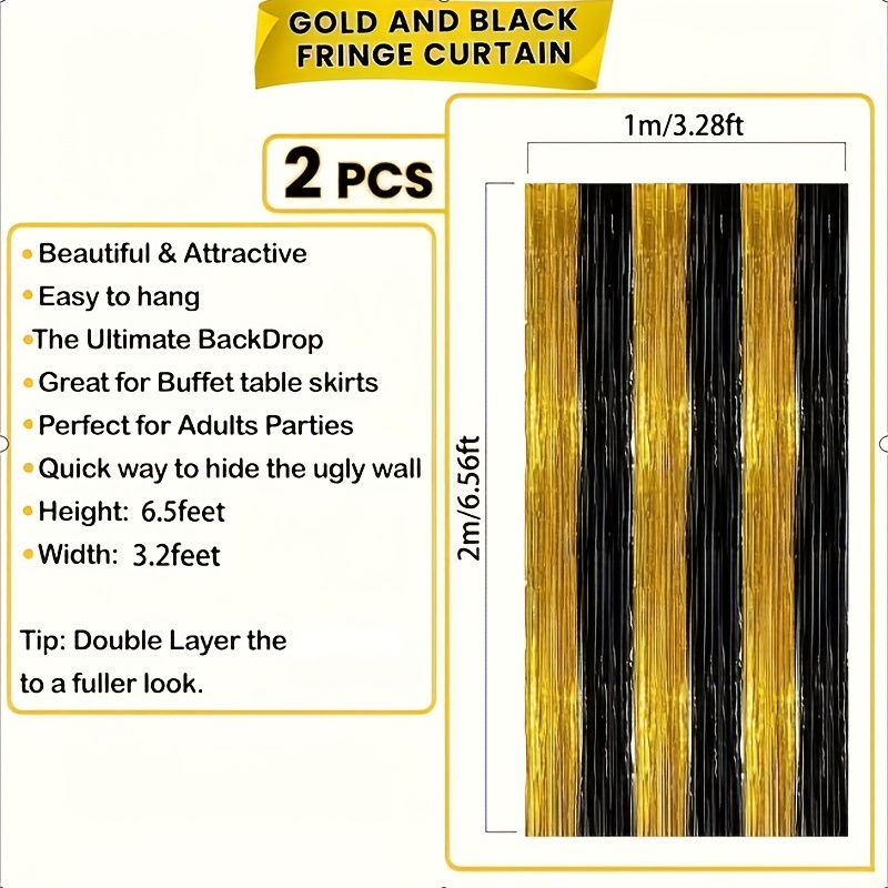 Black Foil Fringe Curtains party Streamers door Streamer - Temu