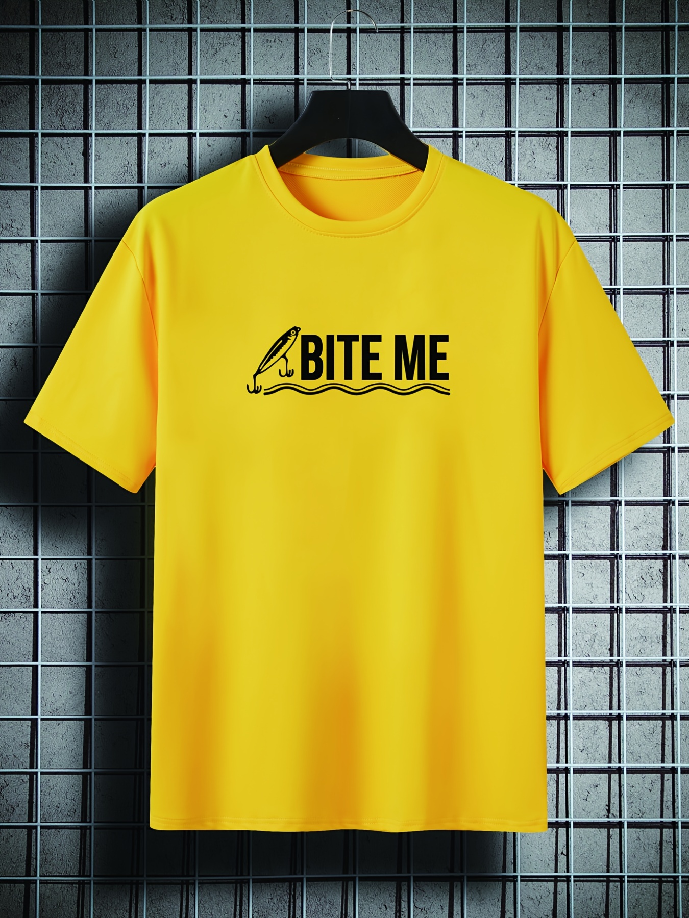 Men's Plus Size 'bite ' Print Plain Color Short Sleeve Crew - Temu
