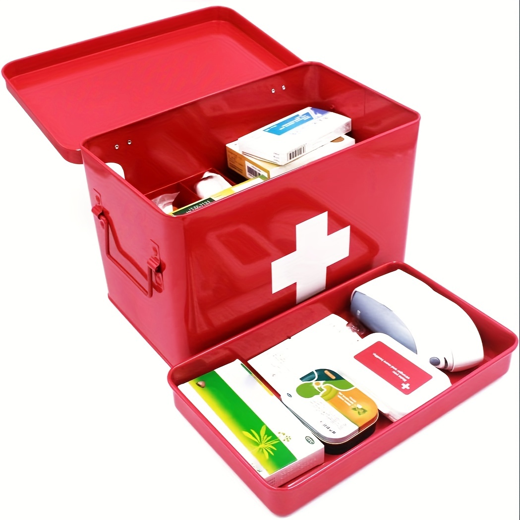 1pc Double Layer Medicine Storage Box Portable First Aid Case With