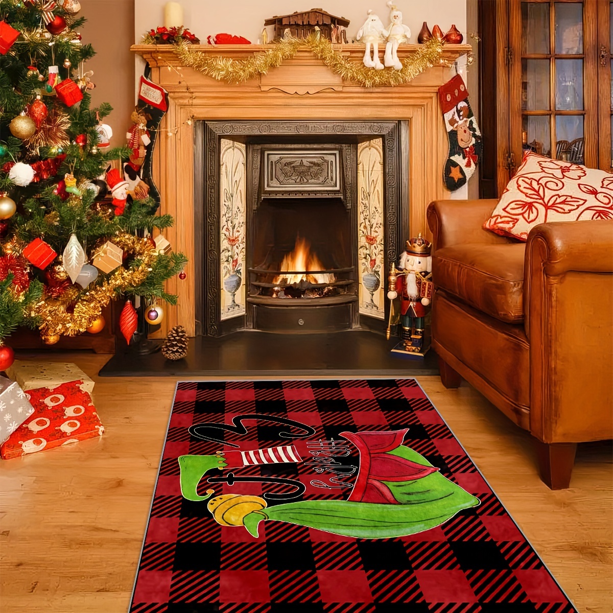 Memory Sponge Christmas Rug, Cute Snowman Scarf Doormat, Green Tree Pattern  Carpet For Floor Sink, Cardinal Country Berrythin Area Rugs, Red Back Door  Mat, Comfortable Foot Feel High Resilience Living Room Bedroom
