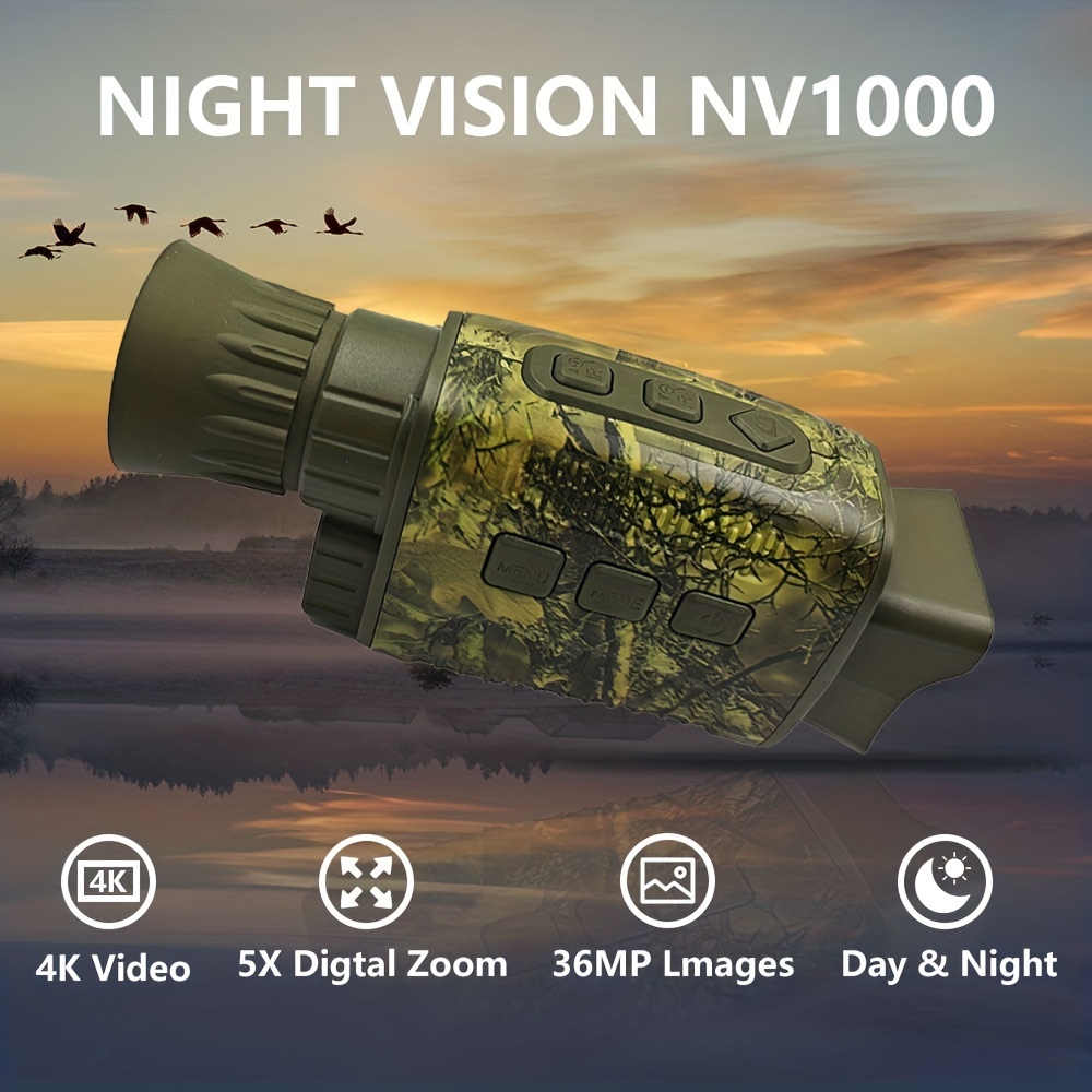 Gafas de visión nocturna, monocular digital de visión nocturna para la  oscuridad, monocular infrarrojo de 1080p, compatible con tarjeta TF 512G  para