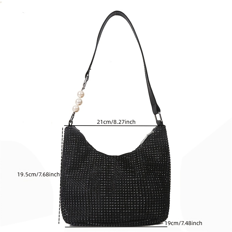 GLOWING Bag Black Studded Crossbody Hobo Bag