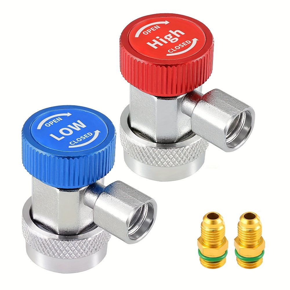2pcs Conditioning Fitting Set R1234YF to R134A Adapter R1234YF Low Side  Quick Coupler Conversion Kit Refrigerant Can Adapter Valve AC Charging Hose  Adapter Connector for Car Air-Conditioning 