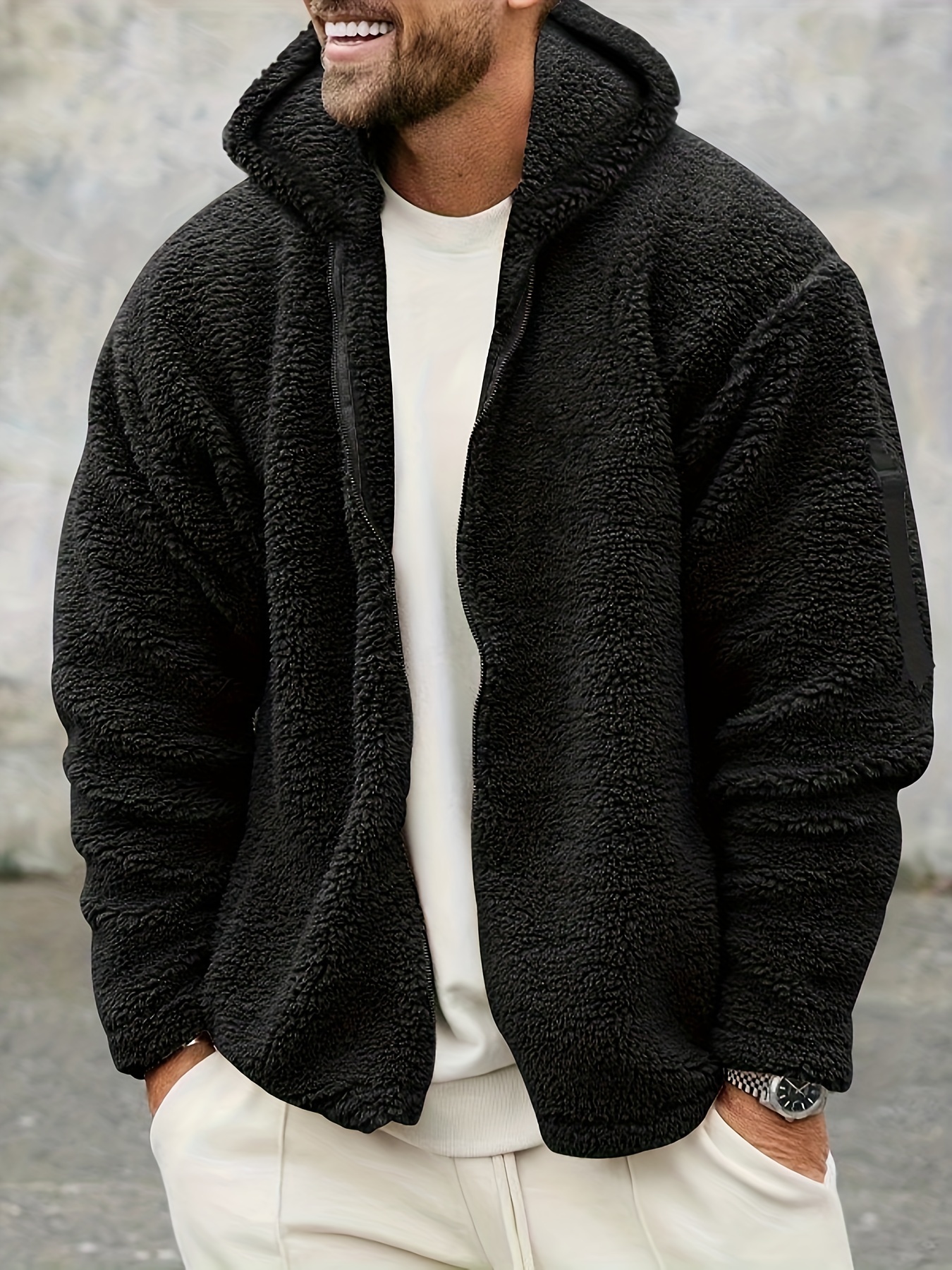 ZITY - Sudadera de invierno con capucha y cremallera para hombre, chaqueta  abrigada de vellón, con forro de Sherpa