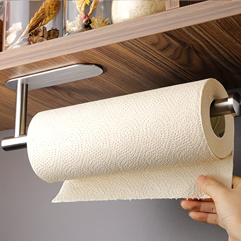 Kitchen Paper Towel Holder Stainless Steel Tissue Roll Holder Wall Mounted  Under Kitchen Cabinet Adhesive Home Storage Racks