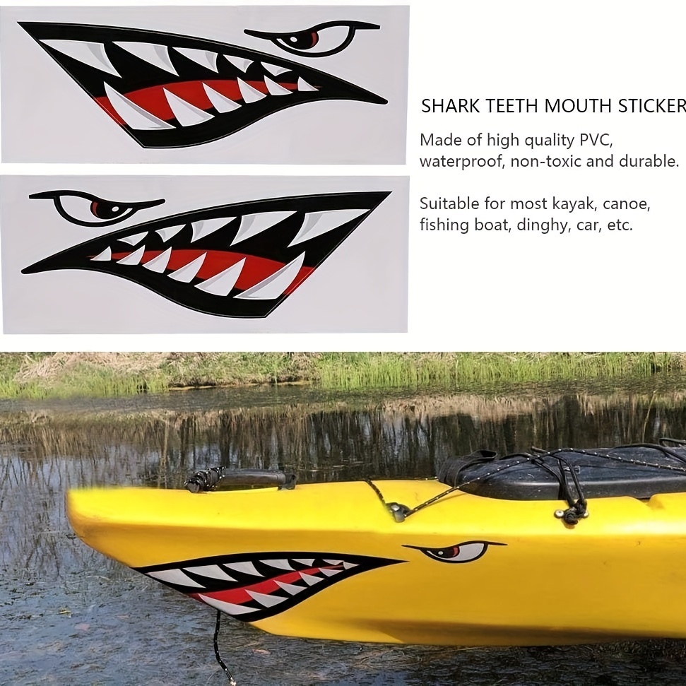 Creative Shark Teeth Mouth Kayak Stickers Waterproof Diy - Temu
